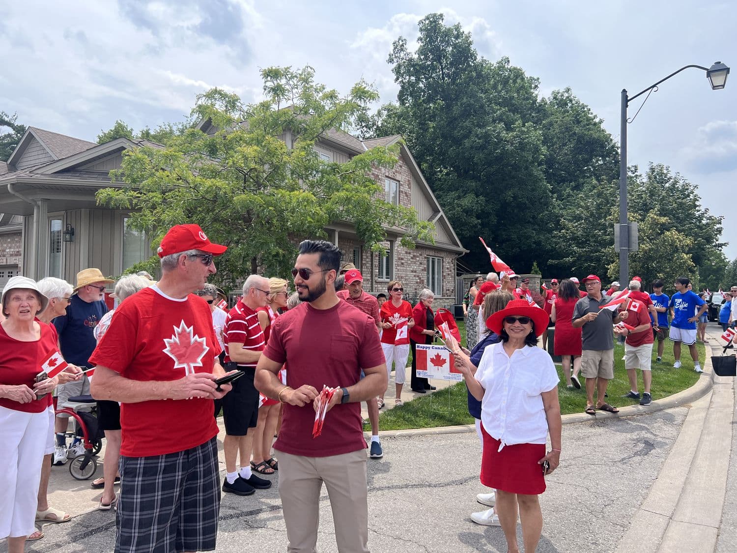 Taran with neighbours on Canada Day in Brampton